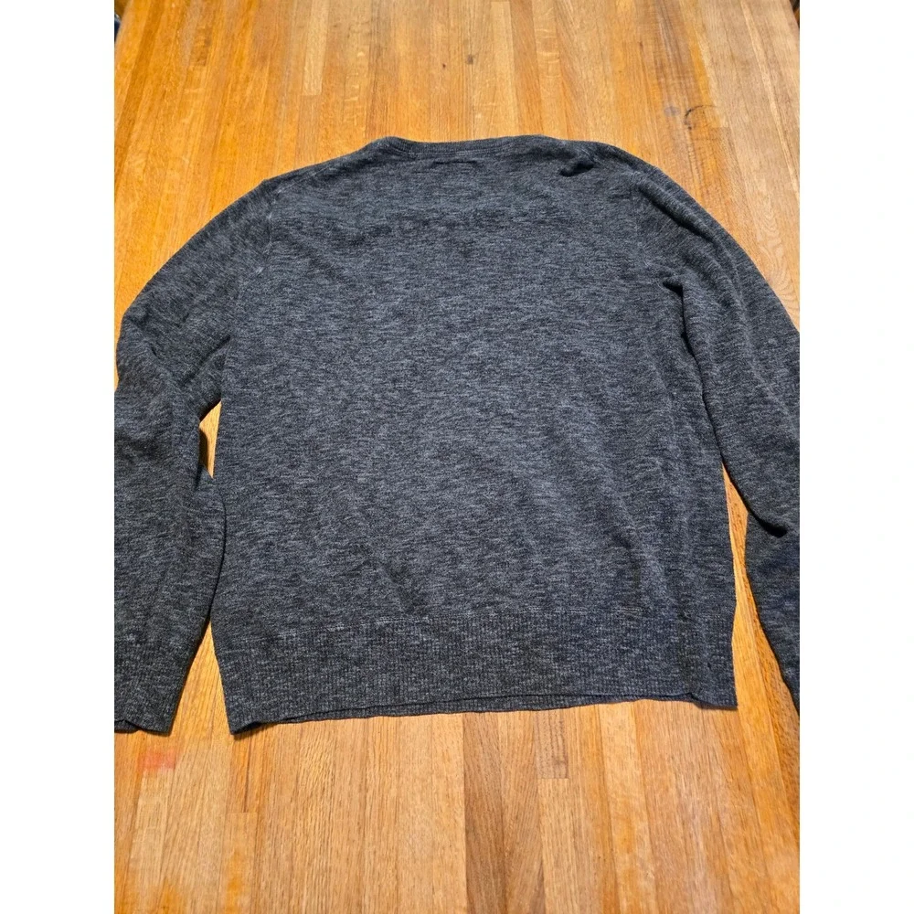 American Eagle Mens Large Charcoal Gray V-Neck Marl Cotton Athletic Fit Sweater